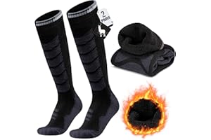 INEEPOR 2 Paires Chaussette de SKI Laine Alpaga Pour Hommes et Femmes, Chaussettes Thermiques d'hiver de Contention pour Ski, Randonnée, Cyclisme, Sport