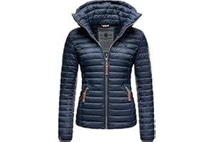 MARIKOO Damen Übergangsjacke Steppjacke mit abnembarer Kapuze Löwenbaby
