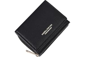 HAIWILL Mini Geldbörse Damen Leder Kleines Portemonnaie Gross Kapazität Geldbeutel Klein Geldtasche Damengeldbörsen Viele Fächer (Schwarz)