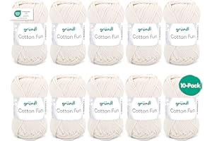 Gründl Cotton Fun (algodón para ganchillo, juego de ganchillo, hilo suave de algodón 100%, certificado OEKO-TEX, 50 g/115 m, tamaño de aguja: 3-4, 10 ovillos de 50 g), Crema