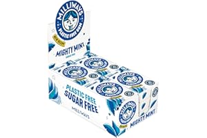 Milliways Mighty Mint Chewing Gum, Plastic Free, Sugar Free, Aspartame Free, Natural | 12 Packs of 10 Pieces (120 Pieces Total) | Xylitol, Plant-Based, Biodegradable