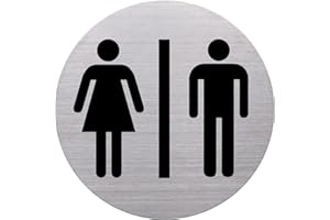 helit H6271100 Pictogramme WC pour homme et femme en acier inoxydable Ø 115 mm autocollant avec tampon adhésif