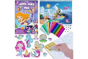 CutteeyFyry Foil Art Fun Craft Kit for Kids,Arte De LáMina Infantil De Sirena Y Princesa, Juego De ArtesaníA Para NiñAs De 3 A 10 AñOs,Juguetes De Viaje NavideñO