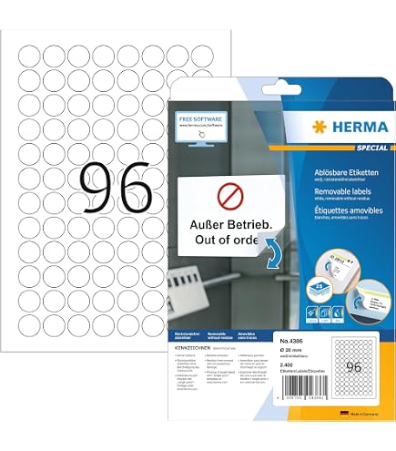 384 étiquettes Rondes Adhésives Blanches Apli - Diamètre 30mm - 24 Par Planche