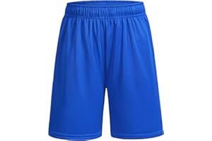 Auranso Boys Shorts Quick Dry Kids School Sports PE Shorts Breathable Summer Activewear Shorts with Pockets for Football Cycling Running Training Gym 7-14 Years Black Blue Navy