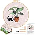 JSRQT Punch Needle Kit, Punch Needle Embroidery Starter Kit with Cat Pattern for Adults Kids, Handcraft DIY Rug Hooking Beginners Kit with Embroidery Hoop, Instruction, Needle and Threads
