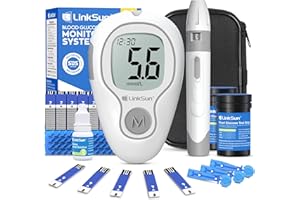 LinkSun Blood Glucose Monitor Kit with 100 Test Strips & 100 Lancets, 500 Memory, Control Solution, Lancing Device, No Coding, G-425-3 Blood Sugar Monitor, Home Use Glucose Meter with mmol/L Results