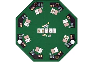 YUZPKRSI 48 Inch Foldable Poker Table Top for 8 Players, Octagon Poker Table Topper with Chips Tray & Cup Holders, Professional Texas Hold’em Poker Table Mat Layout with Carrying Bag for Card Casino Games