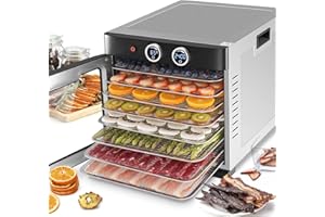 ‎KWASYO Kwasyo Dörrautomat Edelstahl DA 800, Dörrgerät Temperatur einstellbar 30-90℃, 24 Std