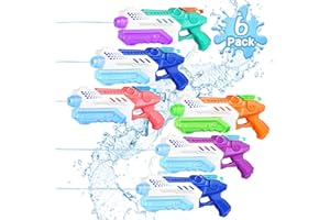 RONSTONE Water Gun for Kids Adults, 6 Pack 300ML Capcity Water Pistol, Water Guns with 25-30 Feet Long Range Shooting,Summer Swimming Pool Garden Party Beach Water Fighting Outdoor Toys for Girl Boy