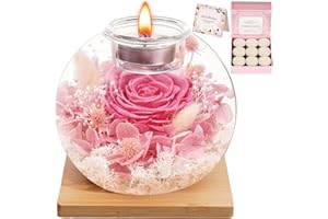 WEIZIWAN Birthday Gifts for Women,Eternal Preserved Real Rose with Scented Candle(9 Bergamot, 9 Rose), Preserved Roses in Glass Dome, Christmas Valentine Mothers Day Gifts for Her Mom Girlfriend