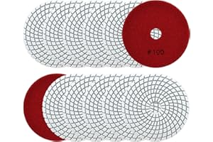 QUEFORET Diamant Polierpads Körnung 100-12 Stücke Nass Polierscheiben 100mm für Granit Marmor Quarz Kunststein, für Winkelschleifer