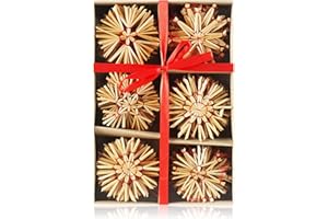 com-four® 24-teiliges Strohsterne Set - Christbaum-Schmuck - Stroh-Anhänger für den Weihnachtsbaum - natürlicher Christbaum-Behang - Weihnachtsdekoration - Ø 8 cm