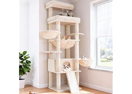 Hey-brother Katträd, 182 cm högt klösträd för stor katt, klösträd med flera våningar med 2 stora lig - Amazon Deal & Rabatt