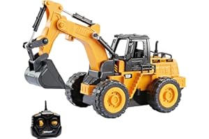 Jouet de pelle à 5 canaux Entièrement fonctionnel Télécommande Digger Échelle 1:24 Tracteur RC Jouet de construction Tracteur Digger Jouets Tracteur pour enfants pour garçons filles de 3 ans et plus