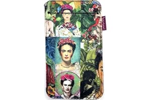 Arco Design bertoni Frida Handysocke aus Stoff und Filz z.B. für iPhone, Galaxy, Pixel Smartphone Tasche - Bunte Handytasche mit Motiv (Modern Frida, 10x17,5 cm)