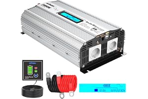 GIANDEL Ren sinusväxelriktare med 2 000 W DC 12 V till AC 230 V, spänningsomvandlare, kompatibel med LiFePO4-batteri, strömin