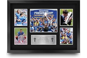 HWC Trading A3 FR Glasgow Rangers 55th Time Scottish Champions Display Signed Gift FRAMED A3 Printed Autograph Football Gifts Print Photo Picture Display