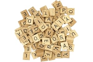 Glamified , glam WOODEN SCRABBLE TILES BLACK LETTERS NUMBERS FOR CRAFTS WOOD ALPHABETS (100PCS), Wood,black