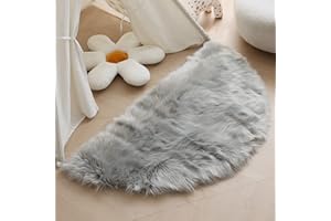 Achiiso Plush Semi-Circular Carpet,Ultra Soft Area Rugs Plush Non-Slip for Living Room, Bedroom,Kids Room (Semi Circle Grey,60x120 cm)