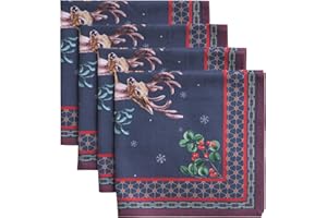 Maison d' Hermine Cloth Napkins Set of 4 100% Cotton for Christmas Decorations Everyday Reusable Square Autumn Napkins Cloth Washable Dinner Party Wedding (Christmas Joy, 45 CM x 45 CM)