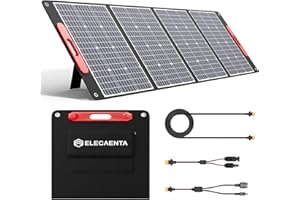 ELECAENTA Flexible ETFE 300W Solar Charger Ultralight Foldable Monocrystalline Solar Panel XT60 Output, 3 Cables for Portable Power Station Outdoor Camping Motorhome RV, 6.3Kg