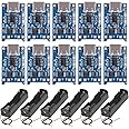 GTIWUNG 6Pcs 18650 Battery Holder Case with Lead Wire Bundle, 3.7V DIY Battery Storage Boxes Case Single Slot + 10Pcs TC4056 Type-C USB-C Input Interface USB 5V 1A Charger Module