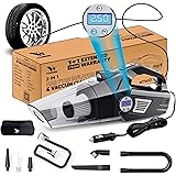 YEARWIN 4 in1 Car Vacuum Cleaner with Tyre Inflator DC12V High Power 7000PA Handheld Car Vacuum LED Light, 4.2M Power Cord, f