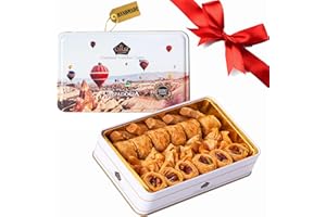 ÇEREZ PAZARI Cerez Pazari Premium Assorted Baklava Pastry Metal Gift Box 240g Apprx.23 pcs, Luxury Traditional Handmade Dessert, Ideal for Birthdays, Ramadan Gifts, Eid Gifts, Christmas