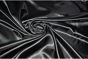 Novato Textiles Silky Satin Liquid Fabric Plain Luxury Craft Dressmaking Fabric 60'' Wide (Black, 2 Meter)