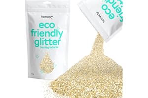 Hemway Eco Friendly biodegradable Glitter 100 g / 3,5 oz Bio cosmético seguro de la chispa Vegano para cara, sombra de ojos - 1/64" 0.015" 0.4mm - Champagne