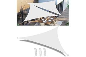 WOACE Shade Cloth Waterproof Triangle Sun Shade Sail Waterproof Outdoor Garden Patio Party Sunscreen Awning Canopy 98% UV Block with Rope for Outdoors Garden Patio Yard Party White 1.5x1.5x2.2M