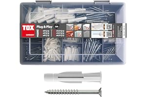 TOX Sortimentskoffer Plug & Play Dübel Set M - mit Allzweckdübel TRIKA 5x31 mm (60, 6x36 mm (70, 8x51 mm (30 St.) + passende Schrauben, für nahezu alle Baustoffe, 320-tlg, 01190101