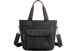 ZHIERNA Women's Canvas Handbag, Hobo Shoulder Bag, Casual Crossbody Shoulder Bag, Tote Bag with Multiple Compartments, Vintage Style for Work, Travel or University