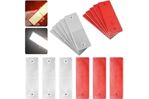 Abnaok 10pcs Self Adhesive Trailer Rectangular Reflectors Car Rear Reflectors for Gate Posts, Trailer Motorcycle Caravan Truck Safety Reflective (With Holes)
