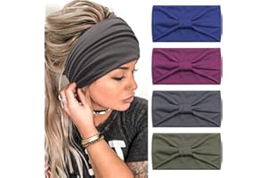 4 Pezzi Fasce Per Capelli Donna,Kavya Larga Fascia Capelli Elastici Stampa Leopardata Boho Alla Moda Stampa Floreale Accessori Capelli Per Lavoro Quotidiano Yoga(E)
