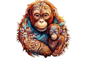 CHARMIBLE Wooden Puzzles for Adults, 276pcs Orangutan Family Wooden Jigsaw Puzzles for Adults, Unique Animal Shape Puzzles, 34.8x32.8cm Wooden Puzzle for Family Game and Birthday Gifts