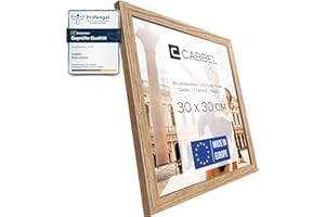CABBEL marco 30x30 cm, Roble, marco de madera MDF resistente, cristal Plexi inastillable, para colgar, ideal para fotos/cuadros/collage