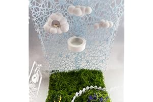 OKUEEJUR Jumping Spider Accessories Set – 6 Pcs Sky Theme Kit with Cloud Platforms, Magnetic Mounts, White Feeder Dish, and Light Blue Web Decor for Jumping Spider Exploration & Climbing