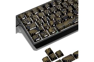 dagaladoo PBT Keycaps Black Topographic Keycaps 60% 75% Glossy Keycaps Side Printed Keycaps Cherry Profile Keycaps for 100% 75% 65% 60% Keyboard