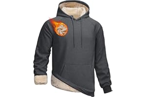 TACVASEN Men's Sherpa Hoodie Fleece Lined Sweatshirt Winter Warm Jumpers Cotton Hood with Kangaroo Pocket