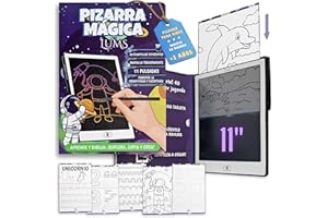 LUMS Pizarra Mágica infantil 11 Pulgadas - 40 Tarjetas con Números, Letras, Figuras y Dibujos - Plantillas Gratis Descargables - Regalo Educativo y Creativo para Niños 3-6 Años - Juguete Montessori