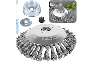 WIDESMART UC Grass Trimmer Cutter Head 6 inch,Universal Brushcutter Attachment Replacement Steel Wire Wheel Solid Knotted Wire Grass Trimmer Cutter Head ​Garden Weed Brush Weed Cleaning Tools with Locking Nut