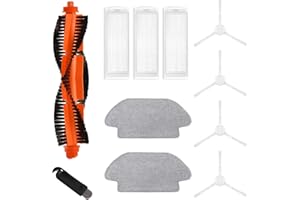 MIRTUX Pack Accesorios Compatible con Robot Aspirador XIAOMI Vacuum S12 - Kit de Recambios Completos - Incluye 1 Cepillo Principal, 3 Filtros, 4 Cepillos Laterales, 2 Mopas y 1 Herramienta de Limpieza