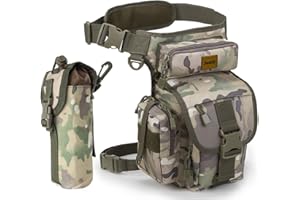 Jueachy Sac de Jambe Polyvalente - Sacoche de Cuisse Pêche Banane Molle Tactique Militaire, Sac Banane Multifonctionnel Imperméable pour Extérieur Moto Voyage Chasse Randonnée Escalade - Sac à Outils
