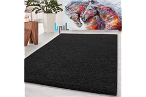 Bpil Extra Thick Heavy 5 cm Pile Soft Luxurious Shaggy Modern Area Bedroom Hall Rug Runner Mat Small - Xx Large (Black, 80 x 150 cm)