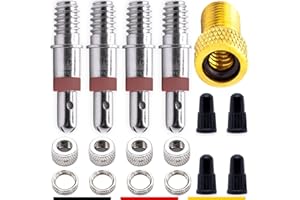 ANYKING Set Completo di valvole di Ricambio per Bicicletta, 17 Pezzi: 4 x valvole Dunlop + Adattatore AV Come valvola per Auto, Pompa Aria + Dado, valvola Normale Standard NV DV BV valvole.