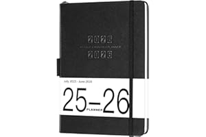 Artfan Agenda 2025 2026, agenda de Julio de 2025 a Junio de 2026, tapa de piel y papel grueso, bolsillo interior y 88 páginas de notas, 15x21x2 cm (A5)