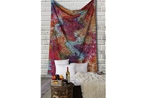 RAJRANG BRINGING RAJASTHAN TO YOU Tapisserie Mandala - Tenture murale tapisserie hippie Bohème, couvre-lit couvre-lit, décoration ethnique - multicolore - 152 x 127 cm.