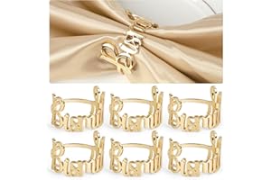 COCHIE Napkin Rings Gold Bismillah Letter for Ramadan Islamic 6 Pack, Metal Eid Mubarak Napkin Ring Napkin Buckles for Kareem Banquet Wedding Party Dinner Anniversary Table Decoration